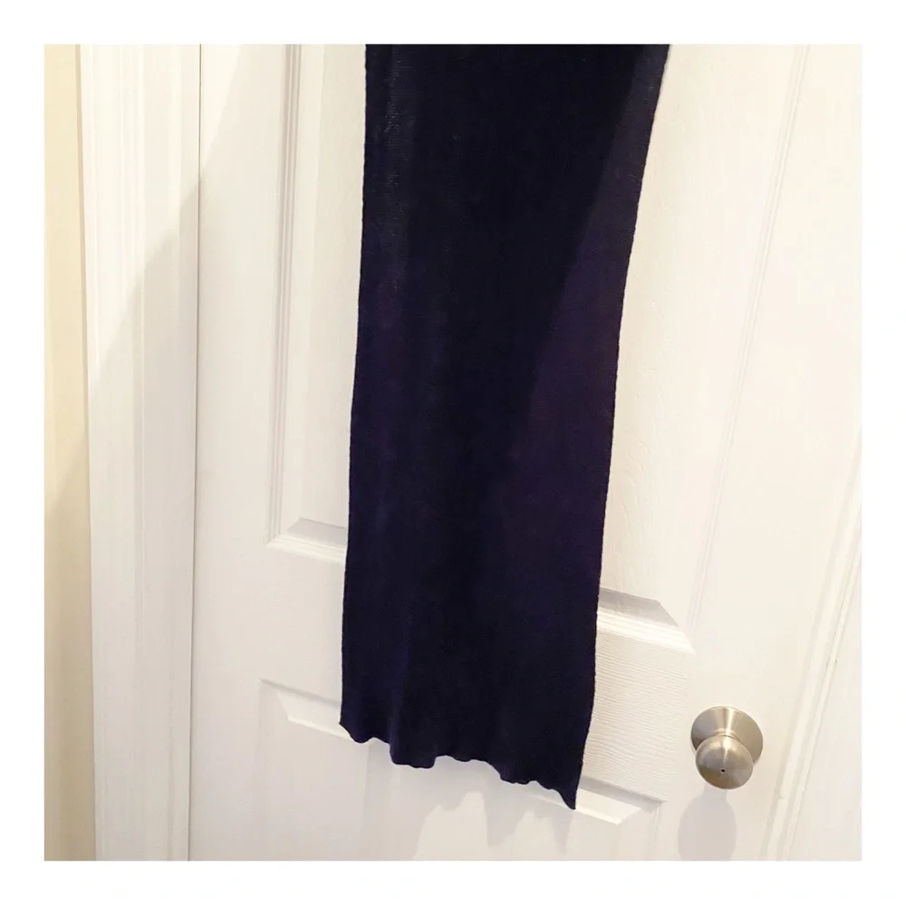 38 Daniel Cremieux Cotton & Cashmere Navy Blue Unisex Scarf - Picture 4 of 6